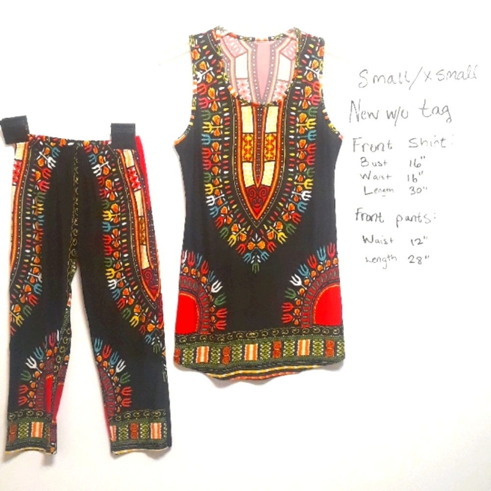 African Dashiki Shirt and Pant Set Size Small